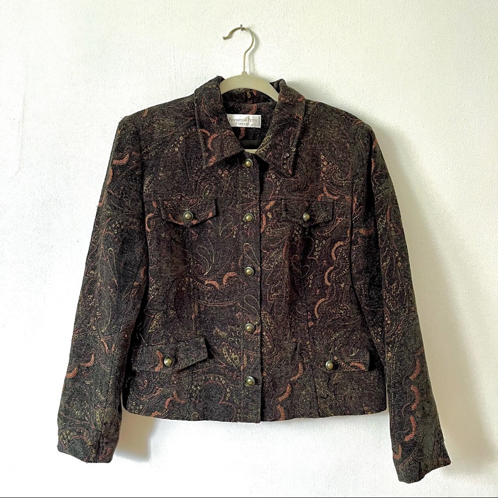 Vintage fall 90s tapestry petite jacket